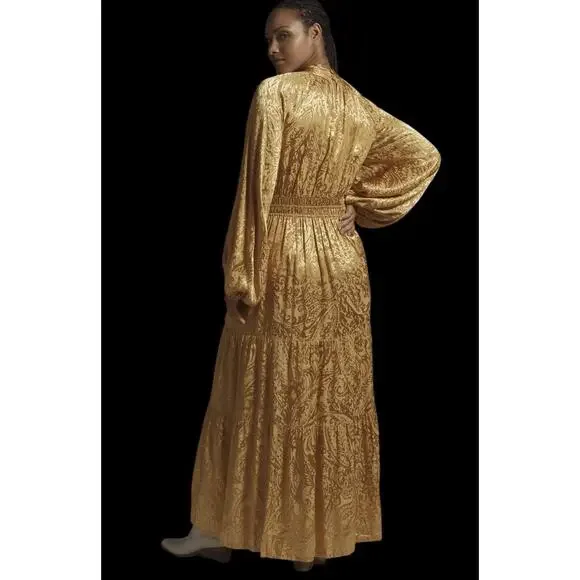 Anthropologie Gold Holiday New Year The Somerset Maxi Dress: Mock-Neck Edition - Picture 5 of 7